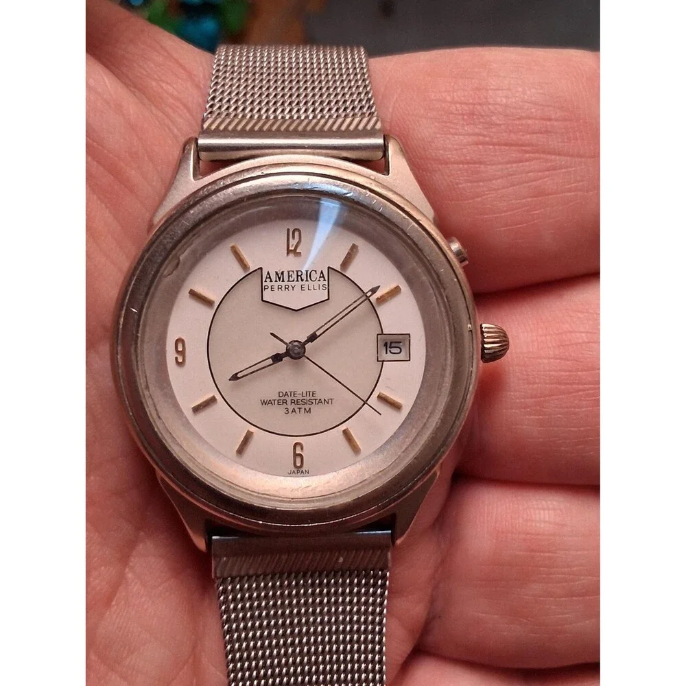 Perry Ellis America Watch Silver Mesh Band